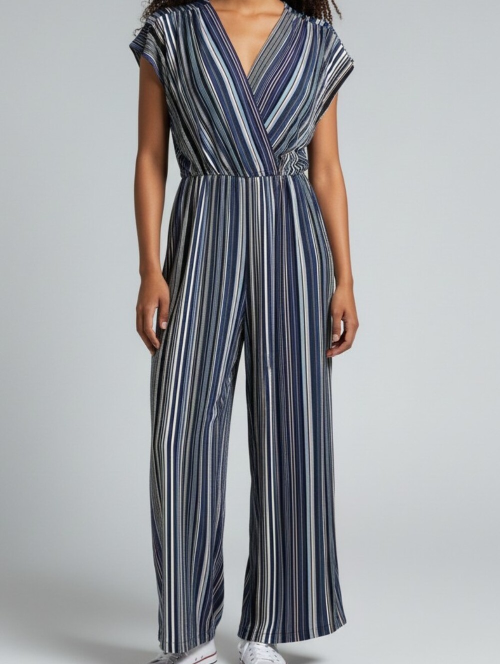 Striped Navy Wide Leg Jumpsuit